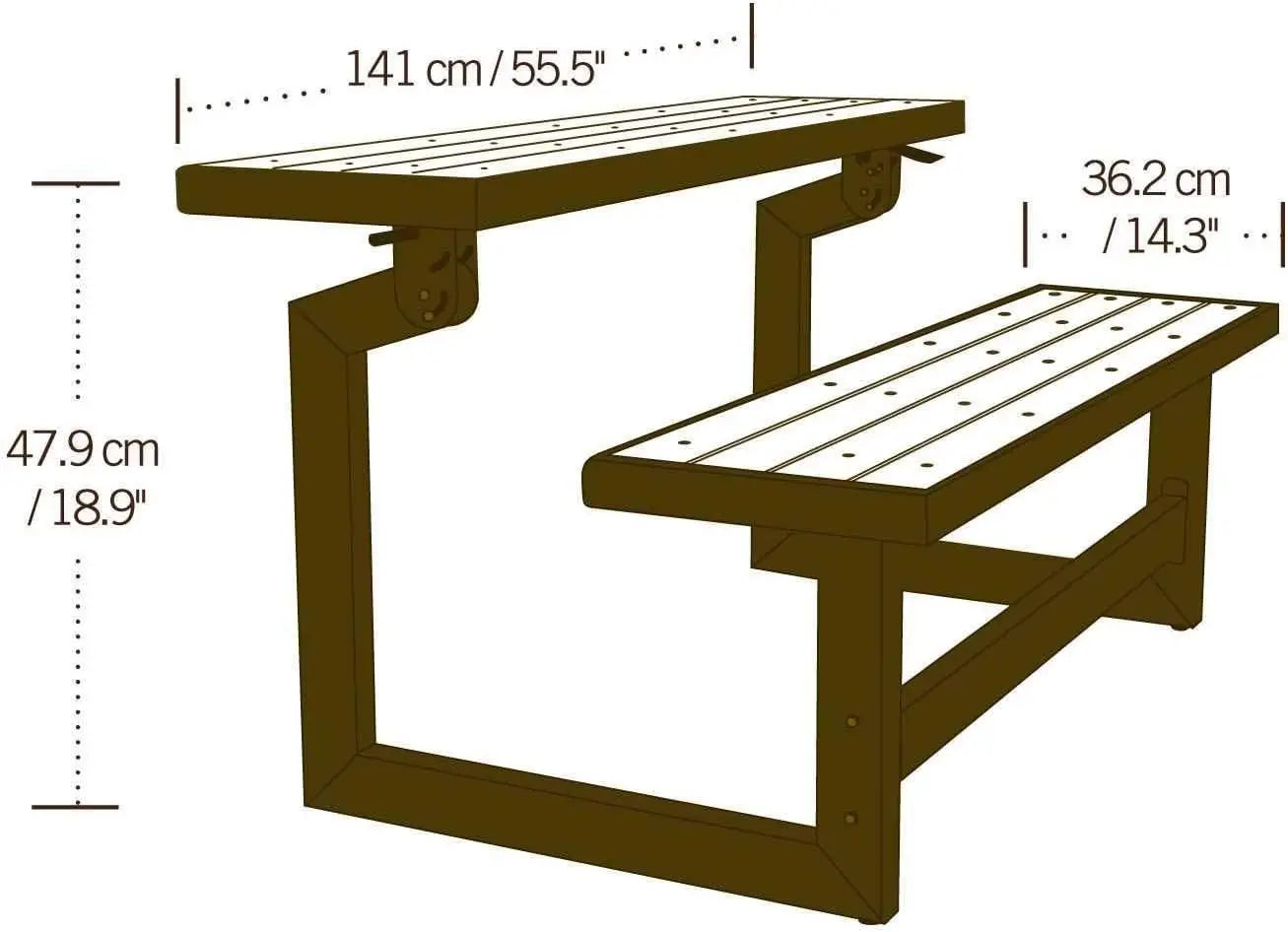 FlipCraft Outdoor Convertible Bench Table